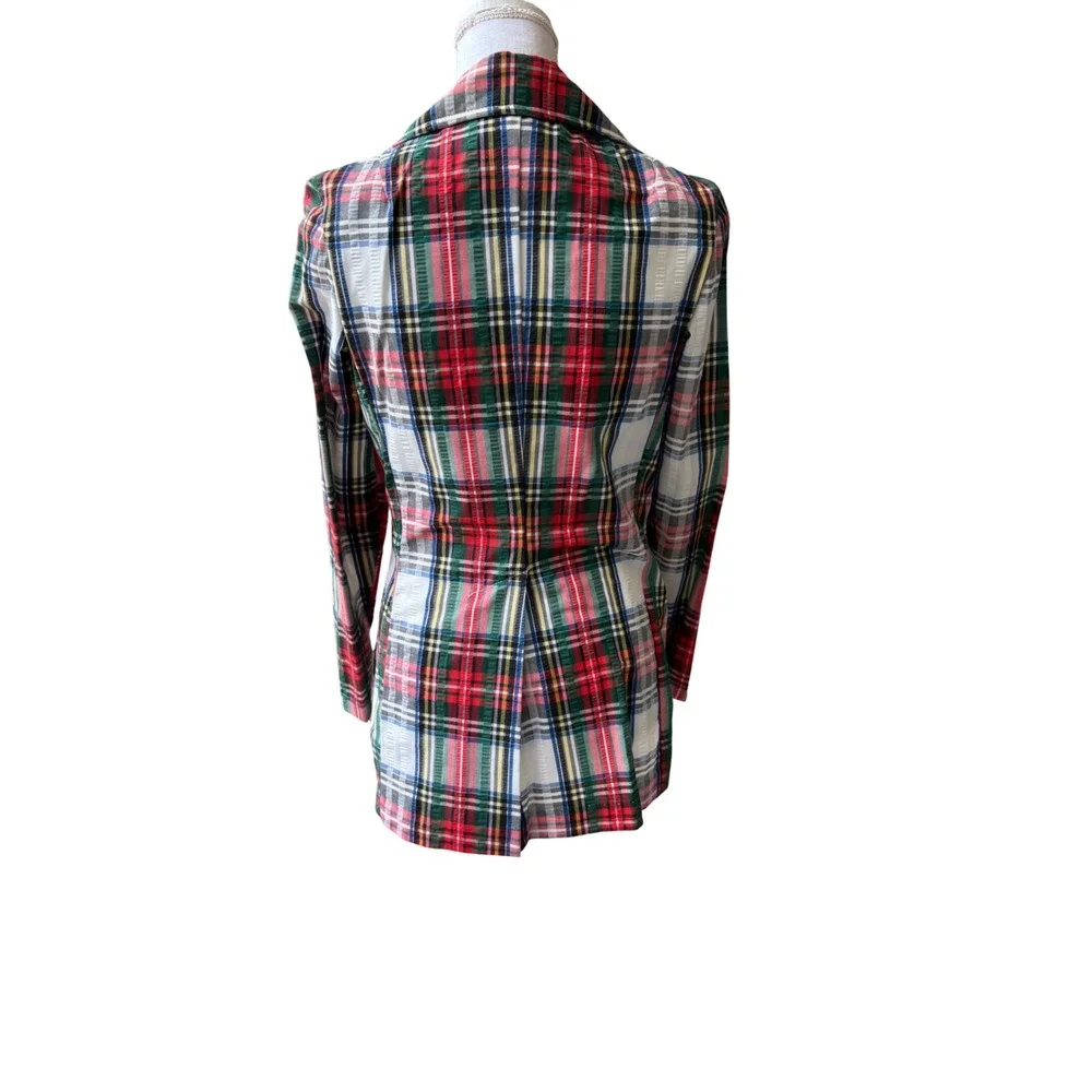 Vintage Pins & Needles Plaid Blazer Women's XS Tartan Preppy Tailored Jacket 70s